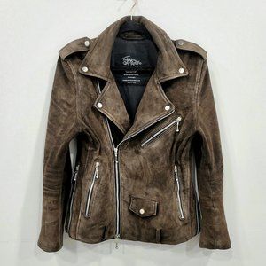 Future of Retro Roughout Distressed Espresso/Brown Suede Leather Jacket